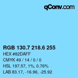 カラーコード: RGB 130.7 218.6 255 | qconv.com