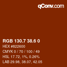 カラーコード: RGB 130.7 38.6 0 | qconv.com