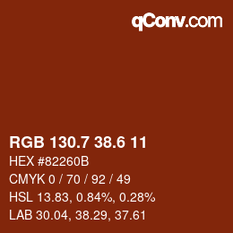 カラーコード: RGB 130.7 38.6 11 | qconv.com