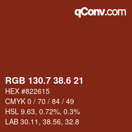カラーコード: RGB 130.7 38.6 21 | qconv.com