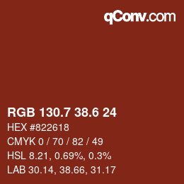 カラーコード: RGB 130.7 38.6 24 | qconv.com