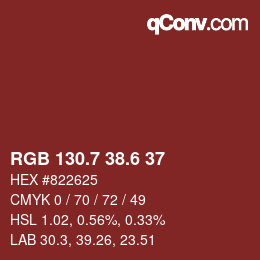 カラーコード: RGB 130.7 38.6 37 | qconv.com