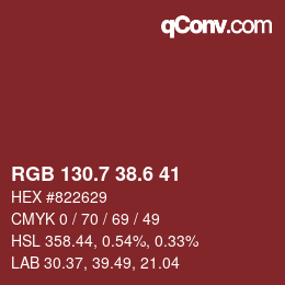カラーコード: RGB 130.7 38.6 41 | qconv.com