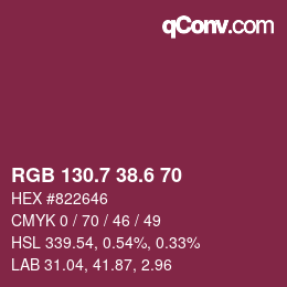カラーコード: RGB 130.7 38.6 70 | qconv.com