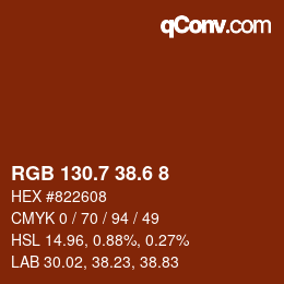 カラーコード: RGB 130.7 38.6 8 | qconv.com