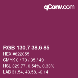 カラーコード: RGB 130.7 38.6 85 | qconv.com