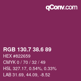 カラーコード: RGB 130.7 38.6 89 | qconv.com