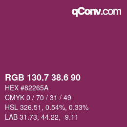 カラーコード: RGB 130.7 38.6 90 | qconv.com