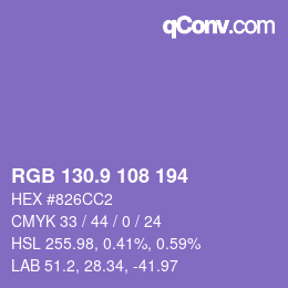カラーコード: RGB 130.9 108 194 | qconv.com
