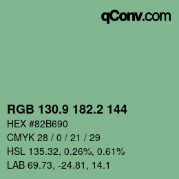 カラーコード: RGB 130.9 182.2 144 | qconv.com