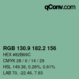 カラーコード: RGB 130.9 182.2 156 | qconv.com