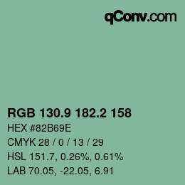 カラーコード: RGB 130.9 182.2 158 | qconv.com