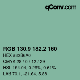 カラーコード: RGB 130.9 182.2 160 | qconv.com