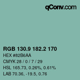 カラーコード: RGB 130.9 182.2 170 | qconv.com