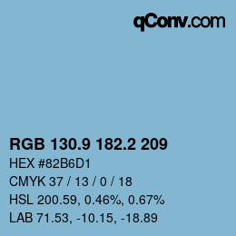カラーコード: RGB 130.9 182.2 209 | qconv.com