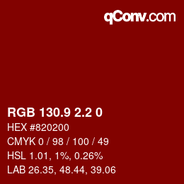 Color code: RGB 130.9 2.2 0 | qconv.com