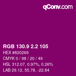 カラーコード: RGB 130.9 2.2 105 | qconv.com