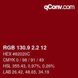 カラーコード: RGB 130.9 2.2 12 | qconv.com