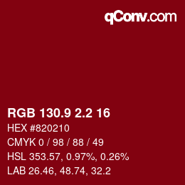 カラーコード: RGB 130.9 2.2 16 | qconv.com