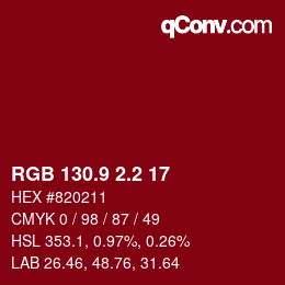 カラーコード: RGB 130.9 2.2 17 | qconv.com