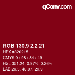 カラーコード: RGB 130.9 2.2 21 | qconv.com