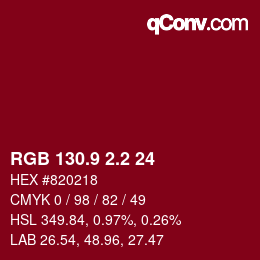 カラーコード: RGB 130.9 2.2 24 | qconv.com