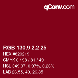 カラーコード: RGB 130.9 2.2 25 | qconv.com