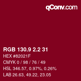 カラーコード: RGB 130.9 2.2 31 | qconv.com