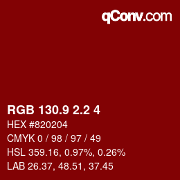 カラーコード: RGB 130.9 2.2 4 | qconv.com