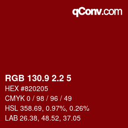 Color code: RGB 130.9 2.2 5 | qconv.com