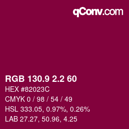 カラーコード: RGB 130.9 2.2 60 | qconv.com