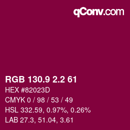 カラーコード: RGB 130.9 2.2 61 | qconv.com