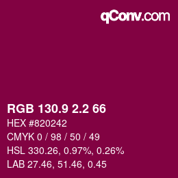 カラーコード: RGB 130.9 2.2 66 | qconv.com