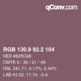 カラーコード: RGB 130.9 92.2 104 | qconv.com