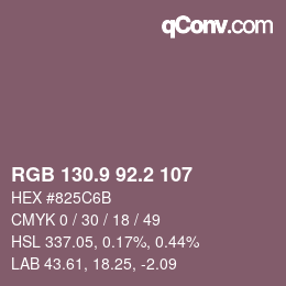 カラーコード: RGB 130.9 92.2 107 | qconv.com