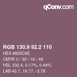 カラーコード: RGB 130.9 92.2 110 | qconv.com