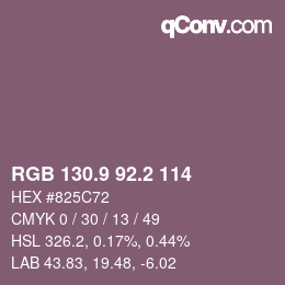 カラーコード: RGB 130.9 92.2 114 | qconv.com
