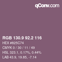 カラーコード: RGB 130.9 92.2 116 | qconv.com