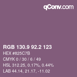 カラーコード: RGB 130.9 92.2 123 | qconv.com