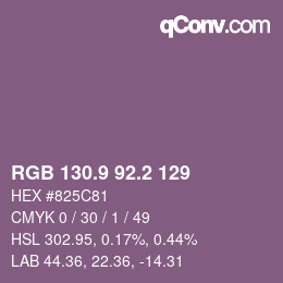 カラーコード: RGB 130.9 92.2 129 | qconv.com