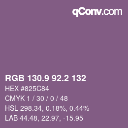 カラーコード: RGB 130.9 92.2 132 | qconv.com