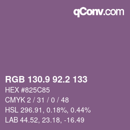 カラーコード: RGB 130.9 92.2 133 | qconv.com