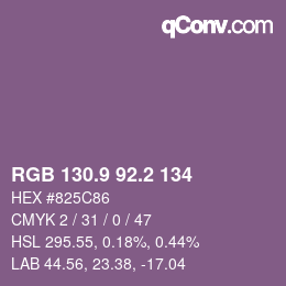 カラーコード: RGB 130.9 92.2 134 | qconv.com