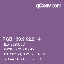 カラーコード: RGB 130.9 92.2 141 | qconv.com