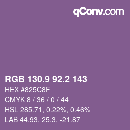 カラーコード: RGB 130.9 92.2 143 | qconv.com