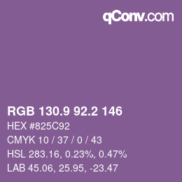 カラーコード: RGB 130.9 92.2 146 | qconv.com