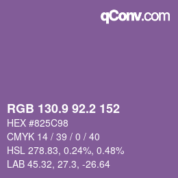 カラーコード: RGB 130.9 92.2 152 | qconv.com