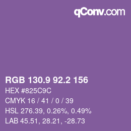 Color code: RGB 130.9 92.2 156 | qconv.com