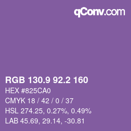 Color code: RGB 130.9 92.2 160 | qconv.com
