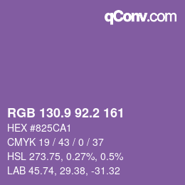 カラーコード: RGB 130.9 92.2 161 | qconv.com